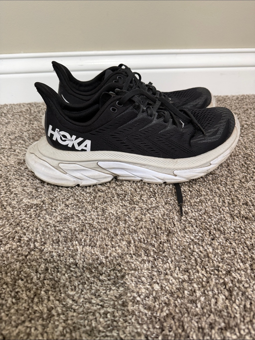 Hoka Women's Black and White Athletic Running Shoes - Picture 2 of 4